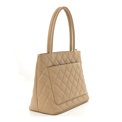 Chanel Caviar Quilted Medallion Tote Beige 3 of 12