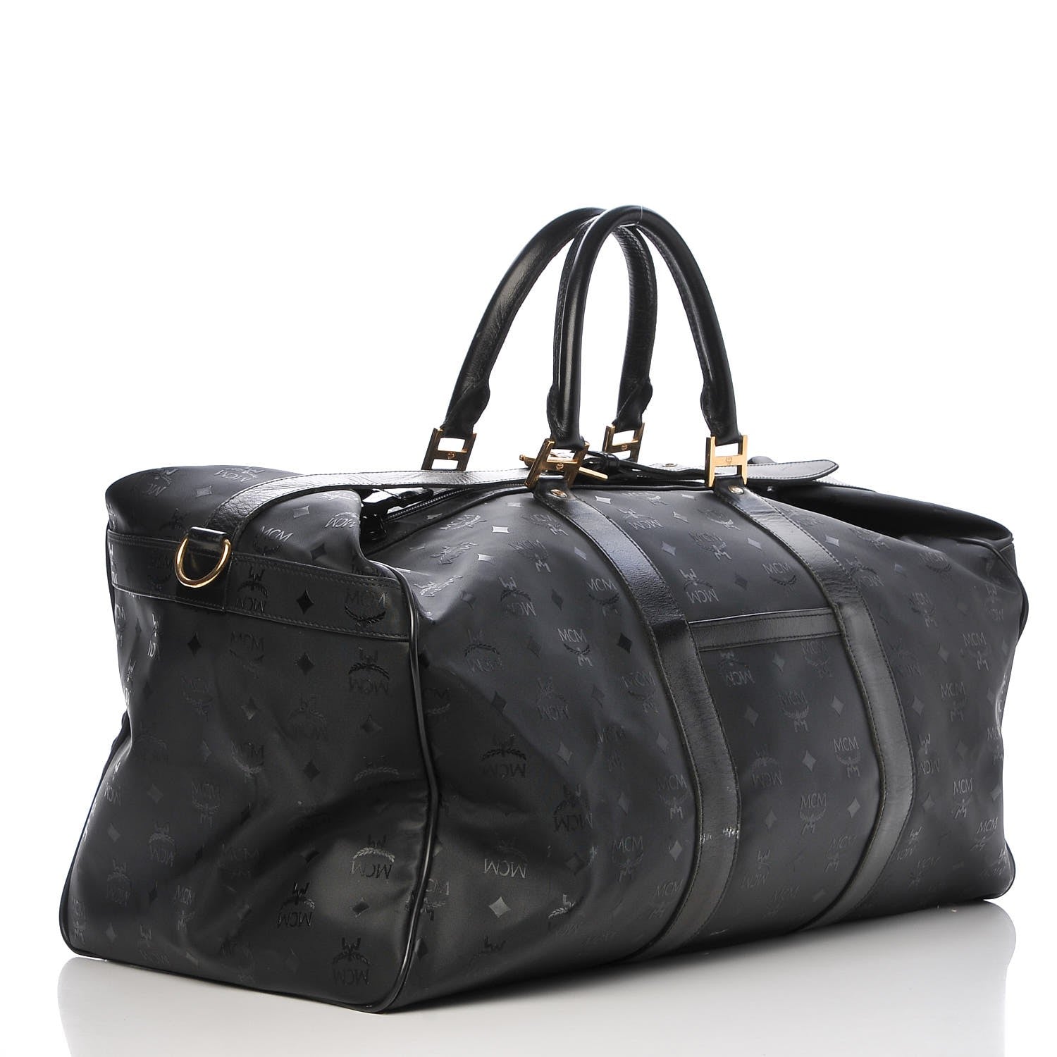 MCM Monogram Coated Canvas Weekender Black 3 of 11