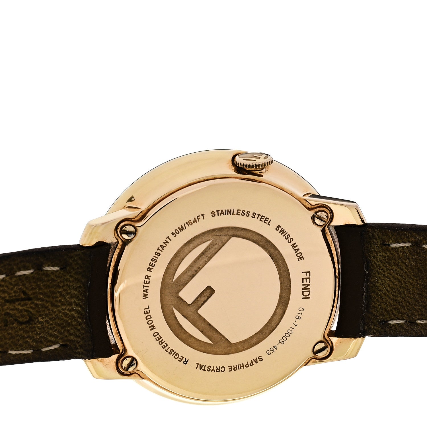 Fendi Stainless Steel Calfskin 28mm Run Away Quartz Watch Brown 4 of 5