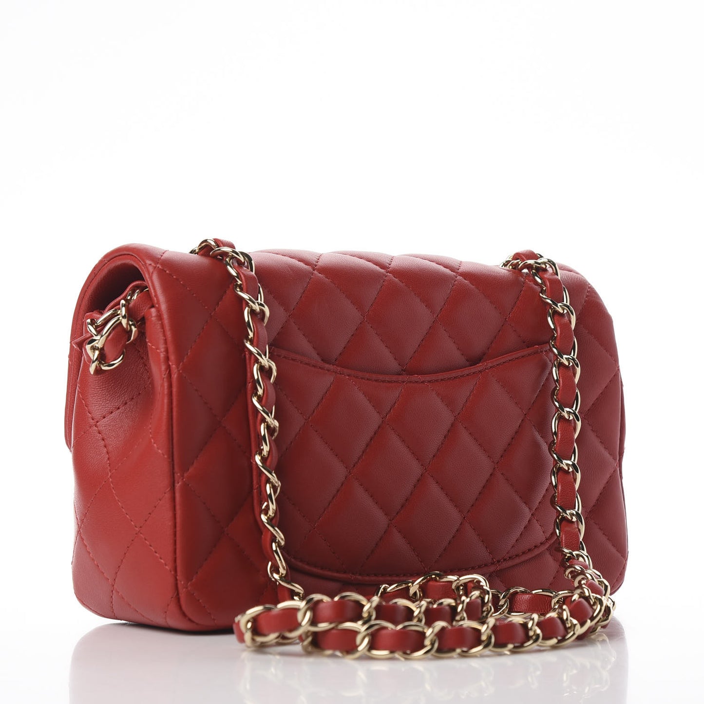 Lambskin Quilted Mini Rectangular Flap Red