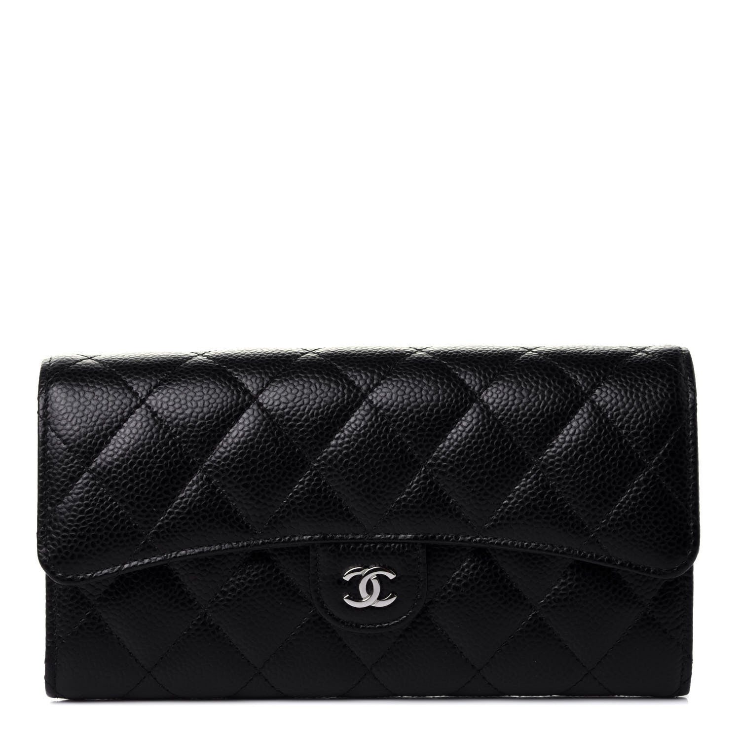 Chanel Caviar Quilted Large Gusset Flap Wallet Black 2 of 10