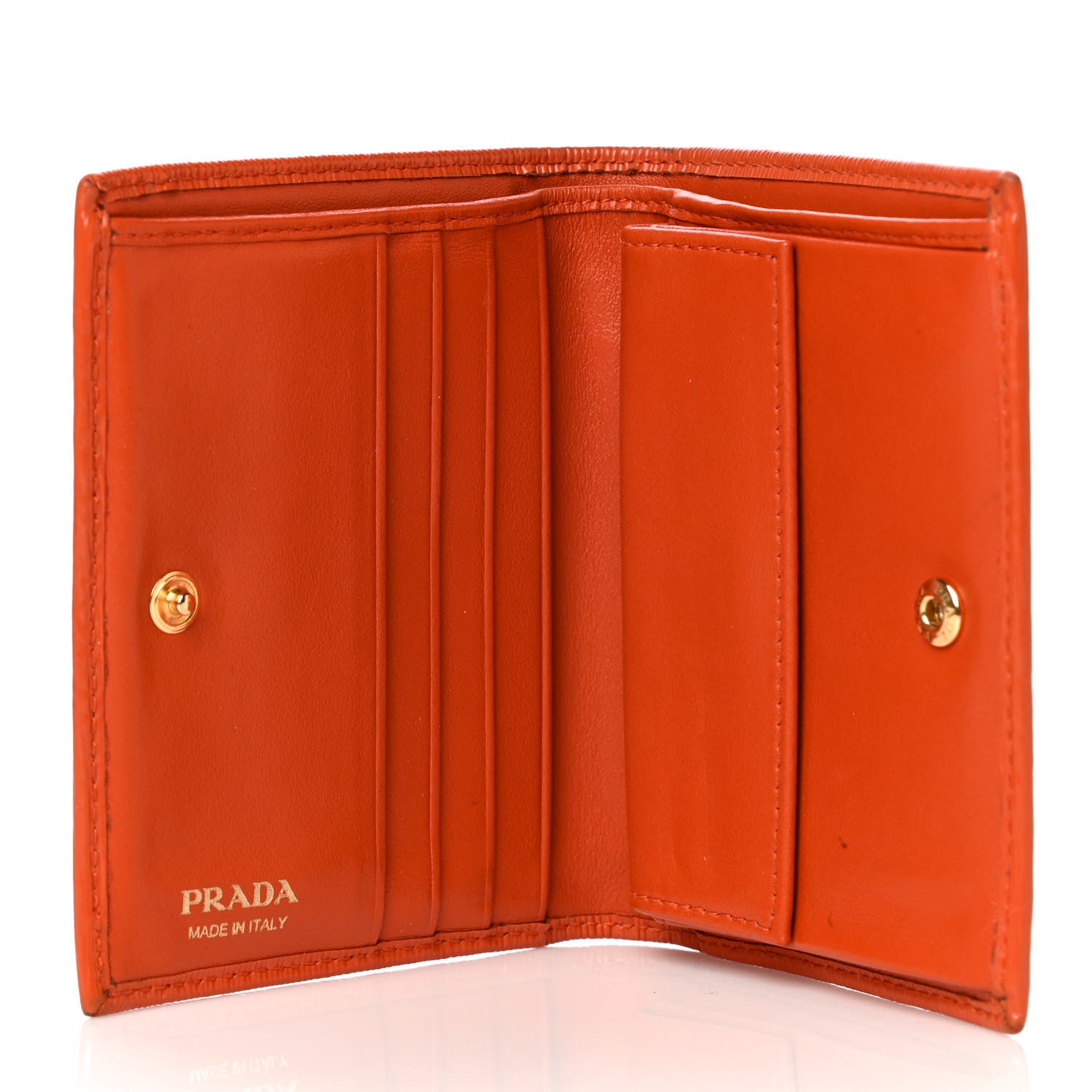 Prada Vitello Move Bi-Fold Wallet Papaya 5 of 11