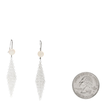 Tiffany Sterling Silver Pearl Elsa Peretti Mesh Earrings 2 of 3