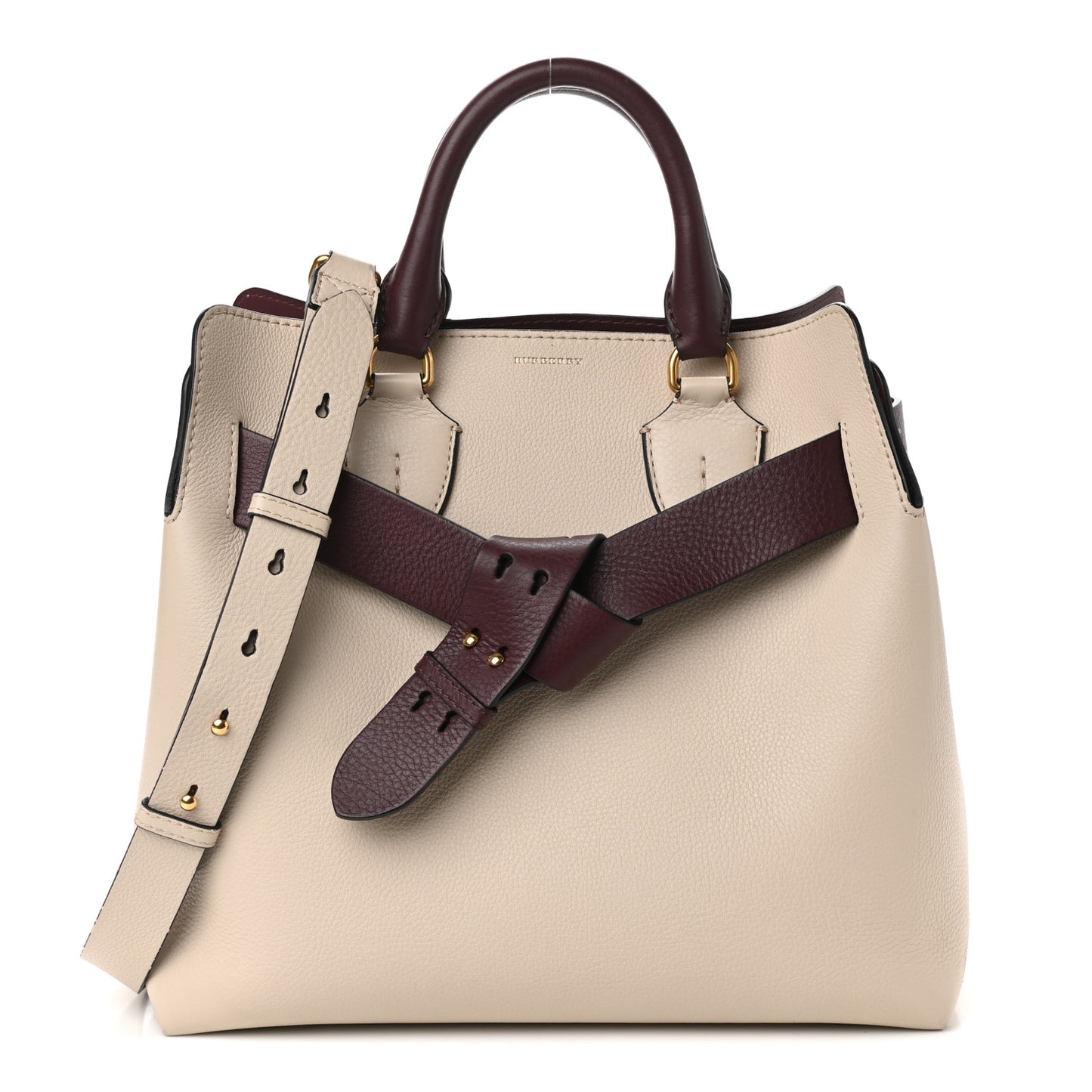 Soft Grain Calfskin Medium Belt Bag Ivory Mahogany Red