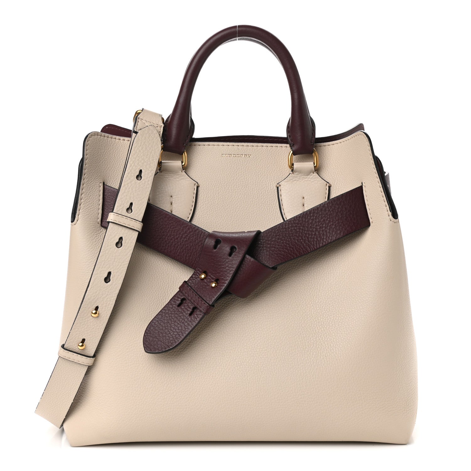 Burberry Soft Grain Calfskin Medium Belt Bag Ivory Mahogany Red 1 of 9