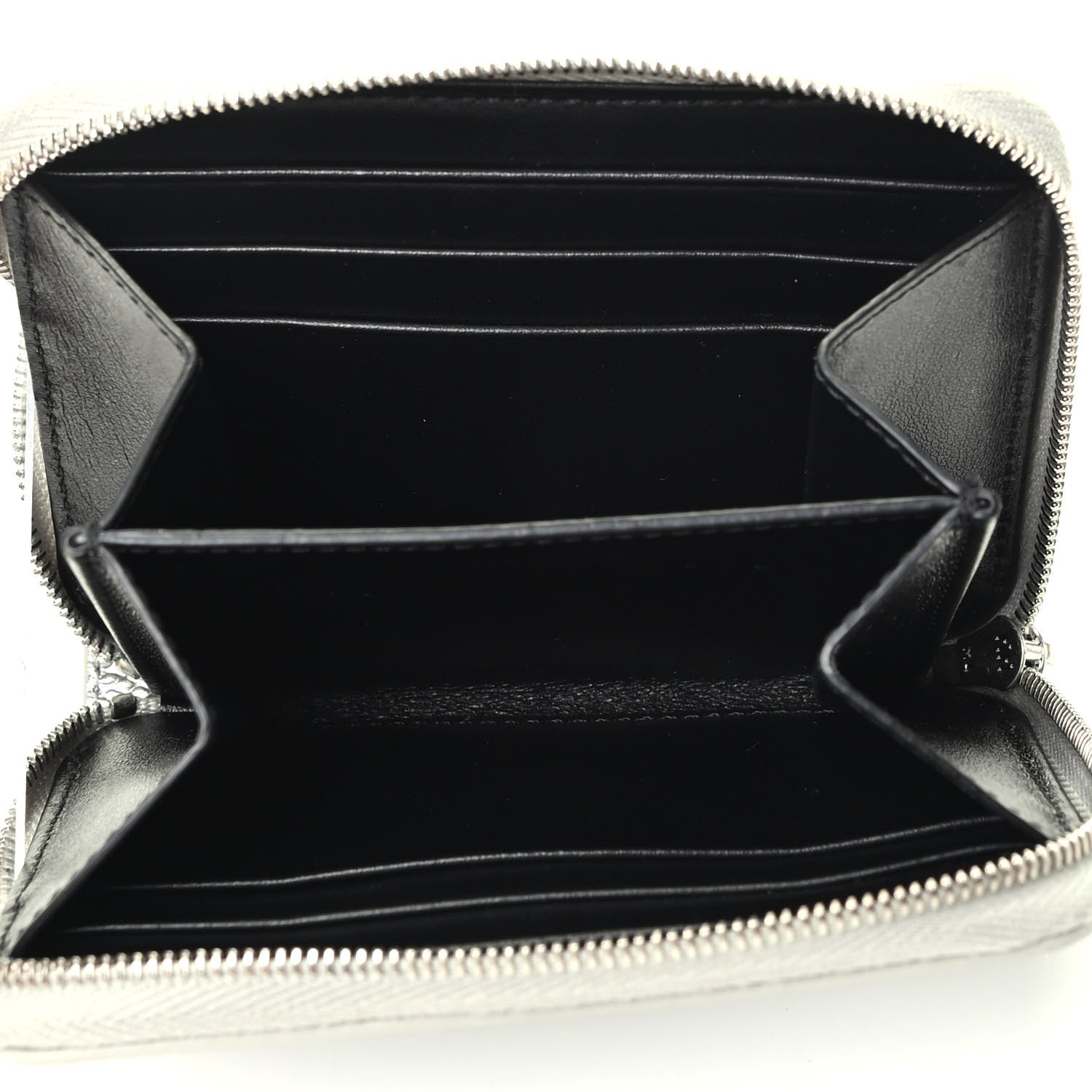 Celine Laminated Grained Calfskin Compact Zipped Wallet Silver 4 of 4