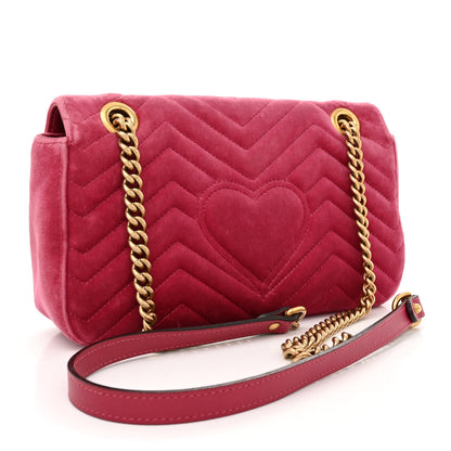 Gucci Velvet Matelasse Small GG Marmont Shoulder Bag Light Raspberry Rose 3 of 13