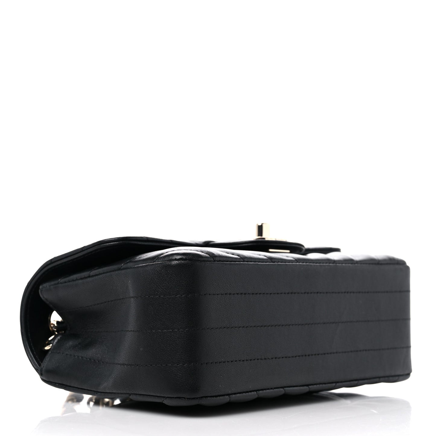 Lambskin Chevron Quilted Mini Rectangular Flap Black