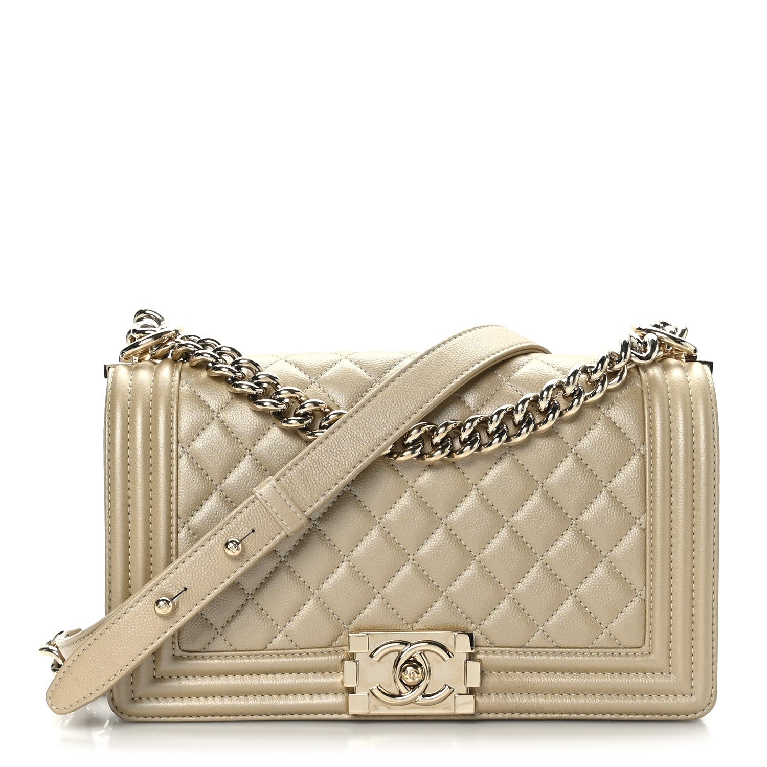 Chanel Metallic Caviar Quilted Medium Boy Flap Light Gold 1 of 9