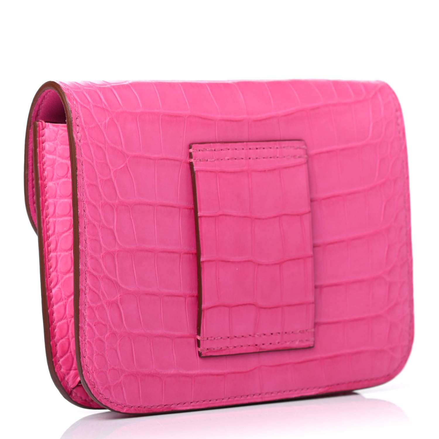 Hermes Matte Alligator Constance Slim Wallet Rose Shocking 3 of 5