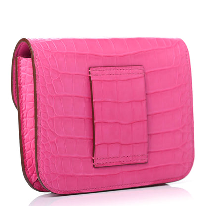 Hermes Matte Alligator Constance Slim Wallet Rose Shocking 3 of 5