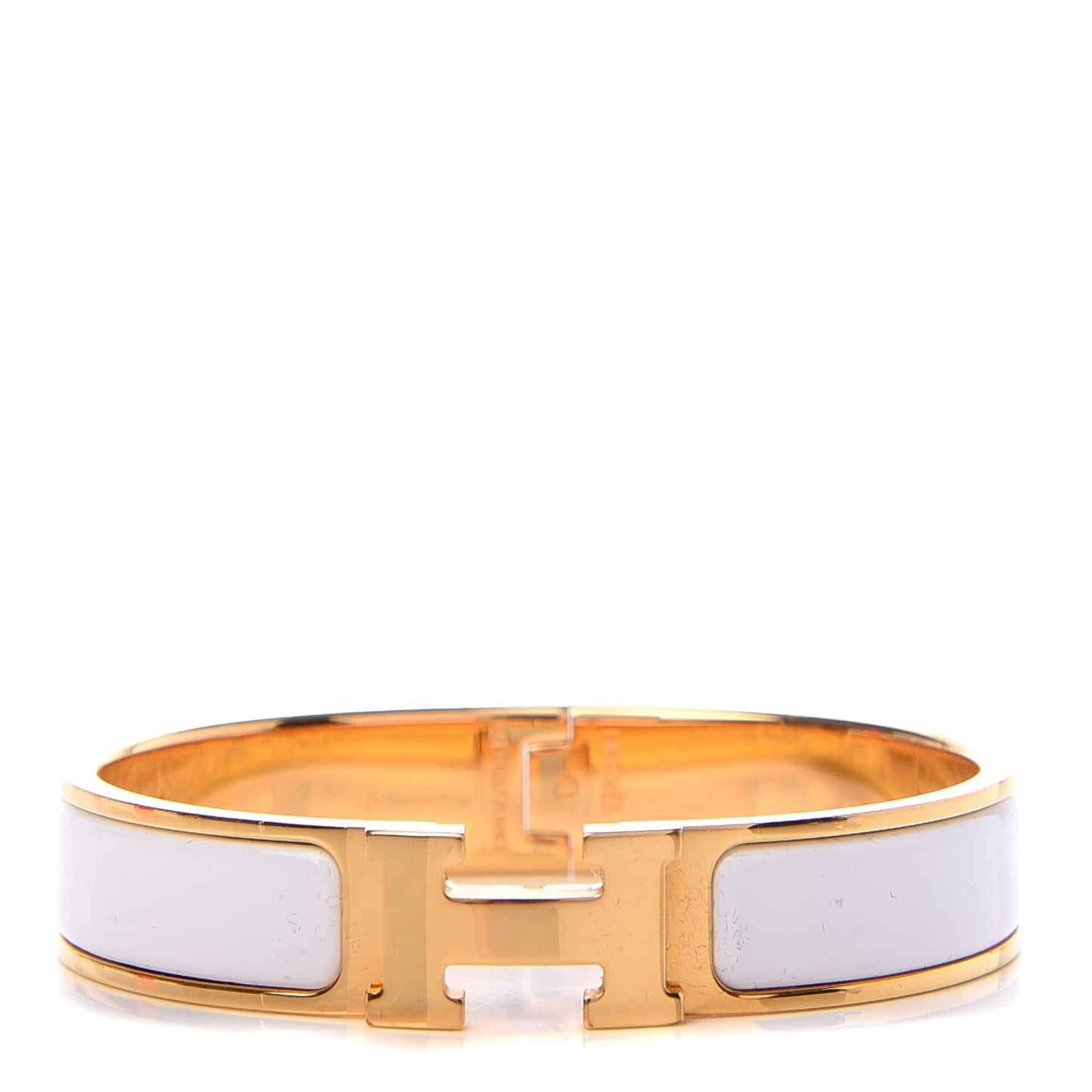 Enamel Narrow Clic Clac H Bracelet PM White