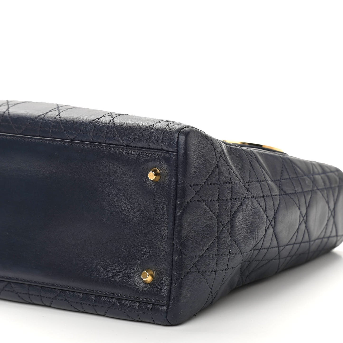 Lambskin Cannage Medium Lady Dior Navy Blue