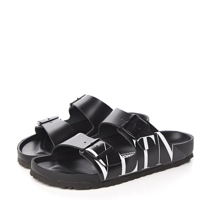 Valentino Garavani Calfskin VLTN Birkenstock Slide Sandals 41 Black 3 of 9