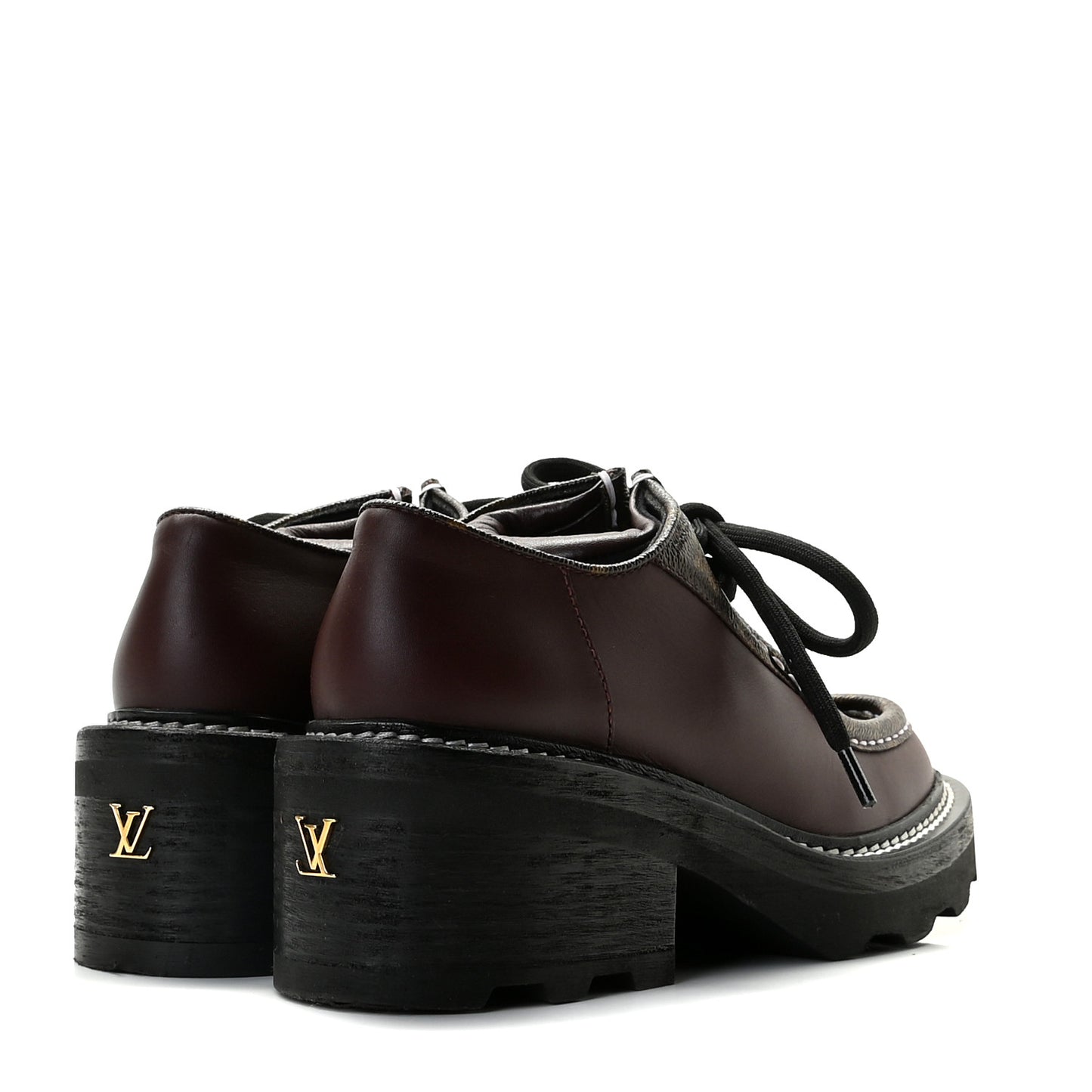 Calfskin Monogram Beaubourg Platform Derby Shoes 36 36 Bordeaux