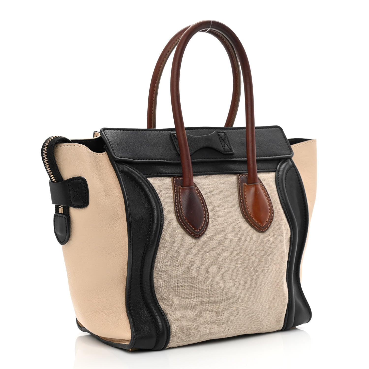 Celine Calfskin Linen Micro Tri-Color Luggage Beige 3 of 15