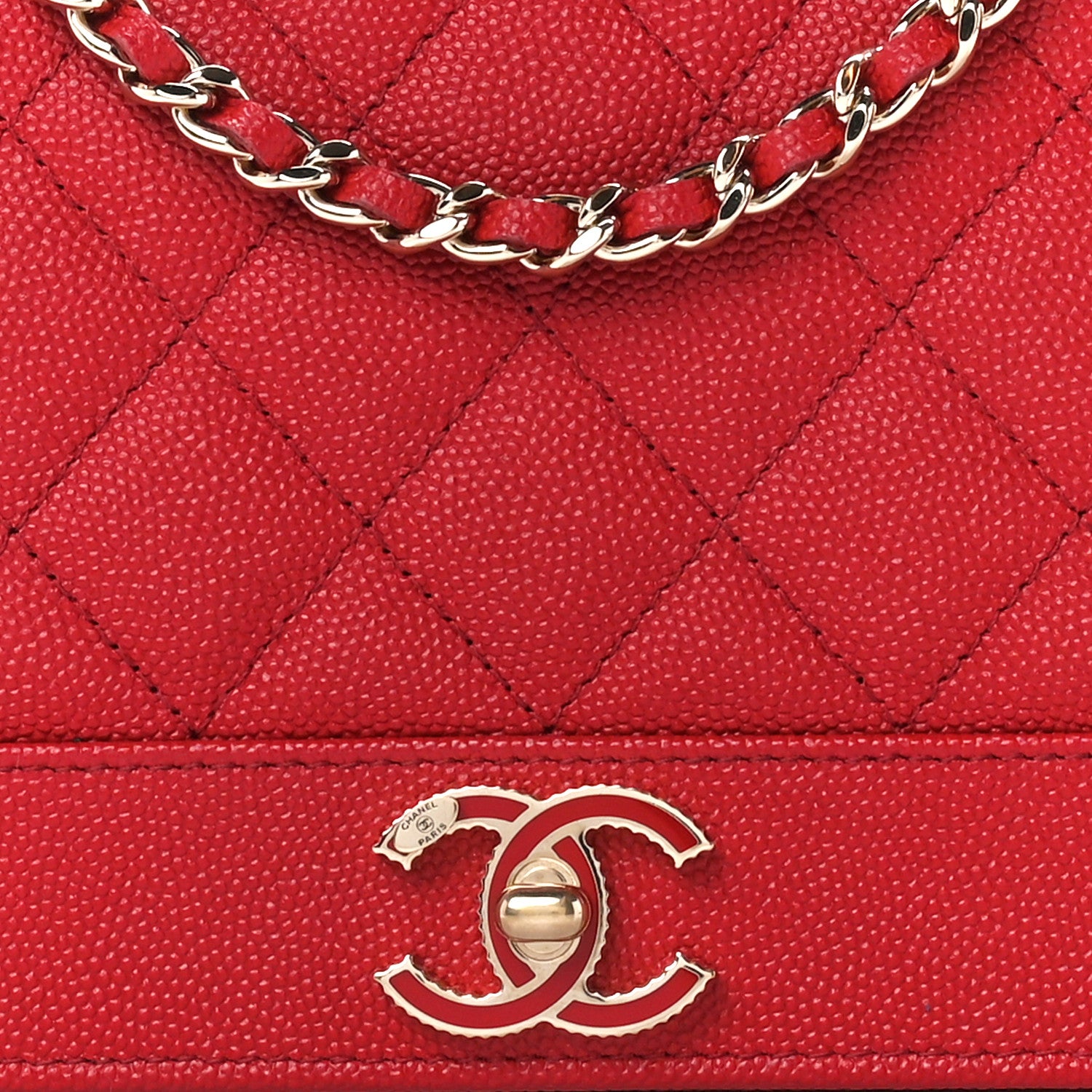 Chanel Caviar Quilted Vintage Mademoiselle Wallet On Chain WOC Red 9 of 11