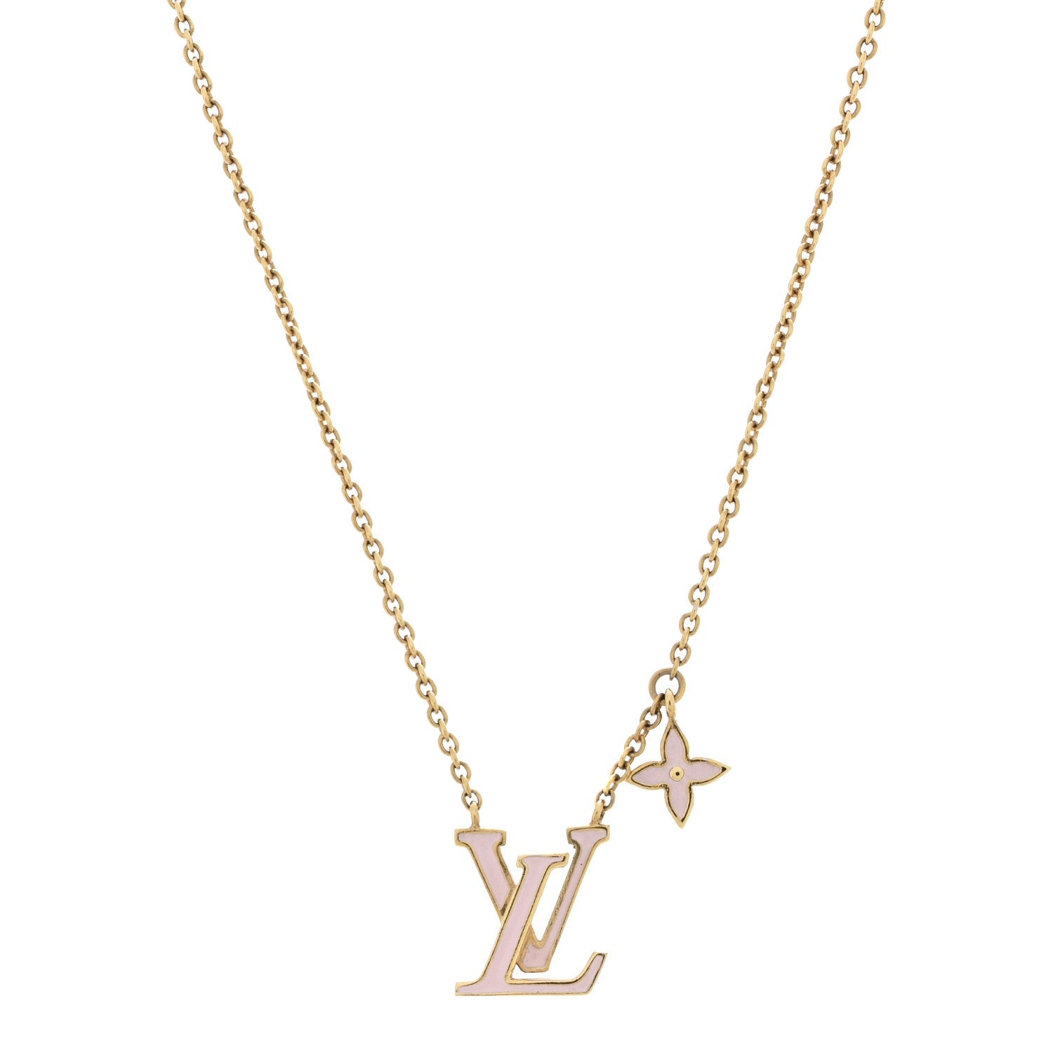 Louis Vuitton Enamel LV Iconic Necklace Gold Pink 1 of 7