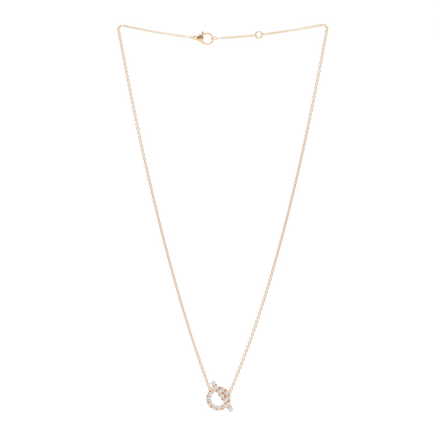 Hermes 18K Rose Gold Diamond Finesse Pendant Necklace 3 of 6