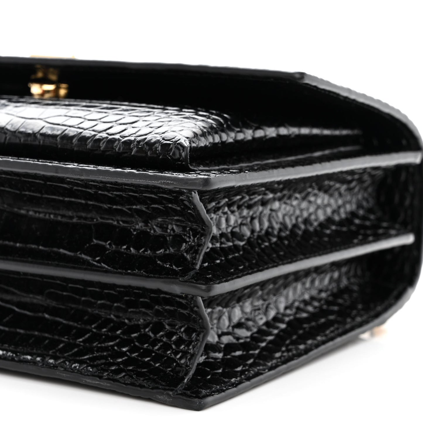 Calfskin Crocodile Embossed Medium Monogram Sunset Black