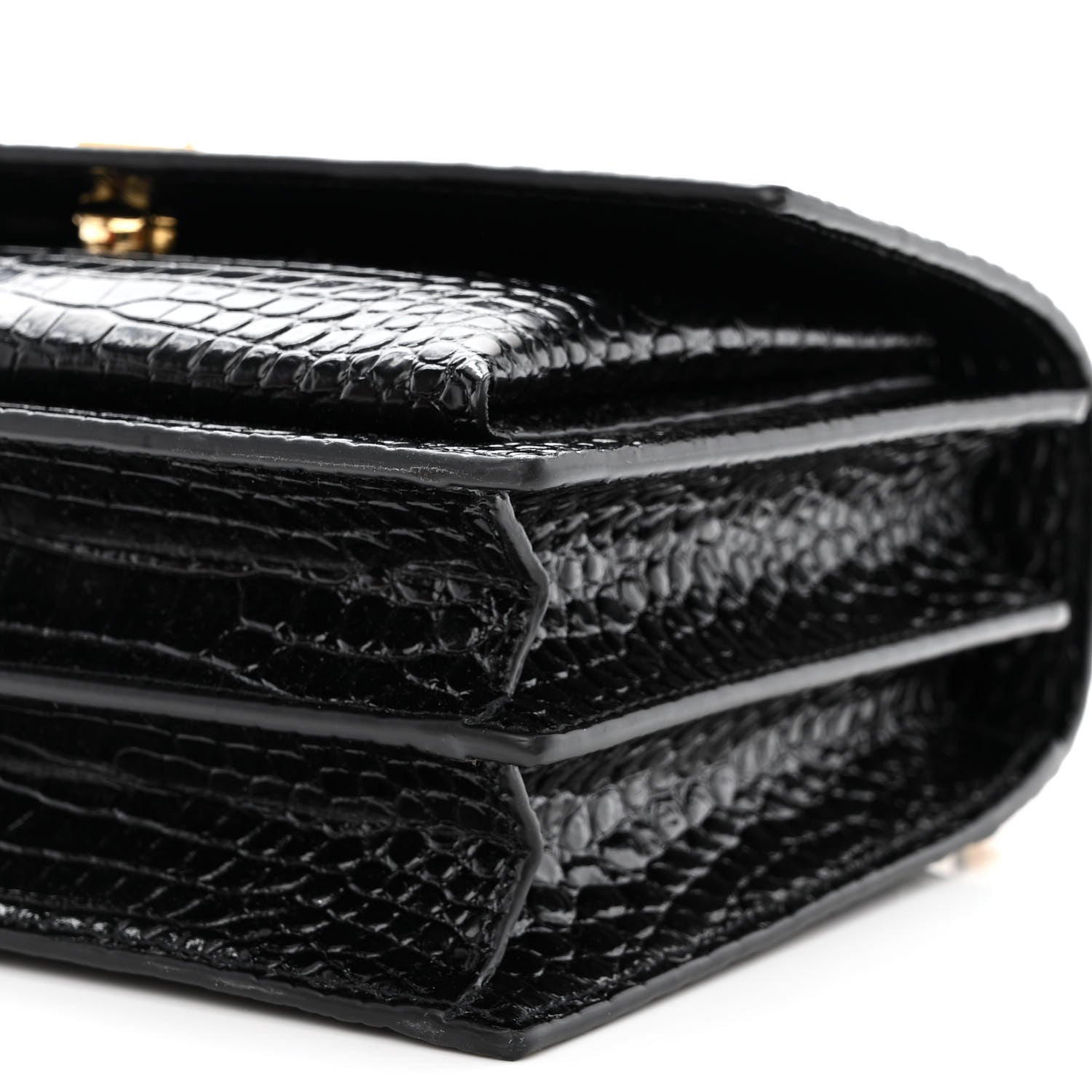 Saint Laurent Calfskin Crocodile Embossed Medium Monogram Sunset Black 10 of 10