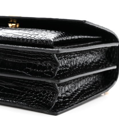 Saint Laurent Calfskin Crocodile Embossed Medium Monogram Sunset Black 10 of 10