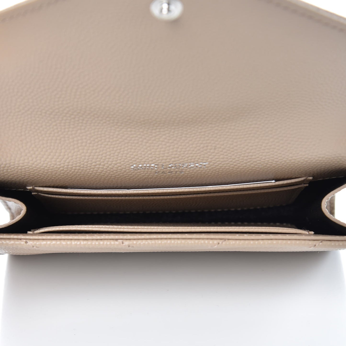 Grain De Poudre Matelasse Chevron Small Monogram Envelope Wallet Dark Beige