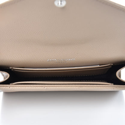 Saint Laurent Grain De Poudre Matelasse Chevron Small Monogram Envelope Wallet Dark Beige 5 of 7