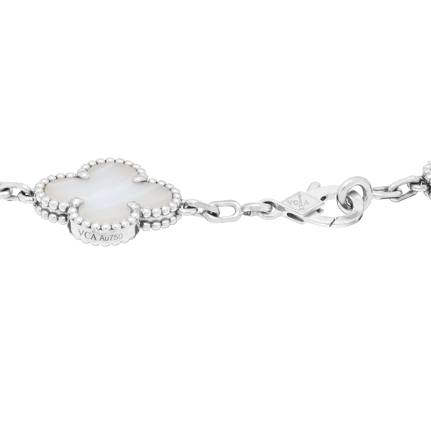 18K White Gold Chalcedony 5 Motifs Vintage Alhambra Bracelet