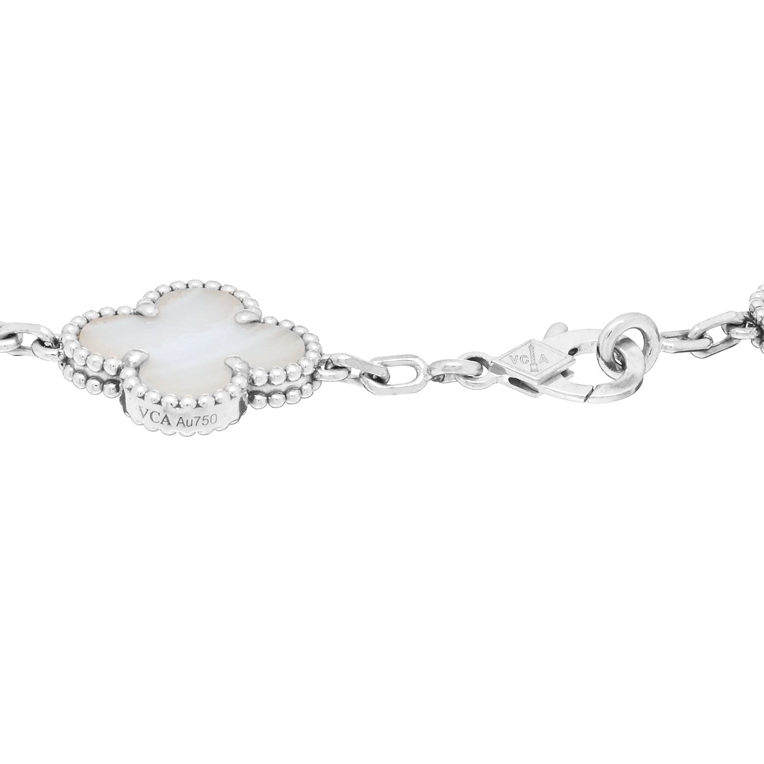 Van Cleef & Arpels 18K White Gold Chalcedony 5 Motifs Vintage Alhambra Bracelet 3 of 3