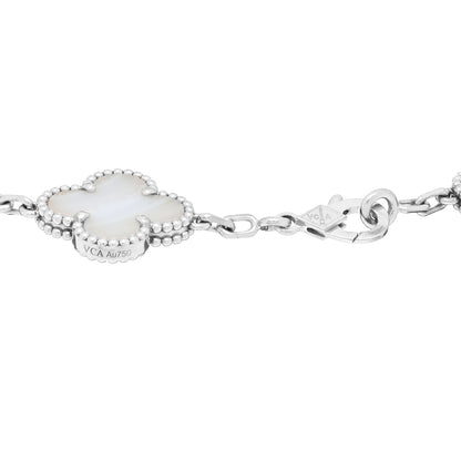 Van Cleef & Arpels 18K White Gold Chalcedony 5 Motifs Vintage Alhambra Bracelet 3 of 3