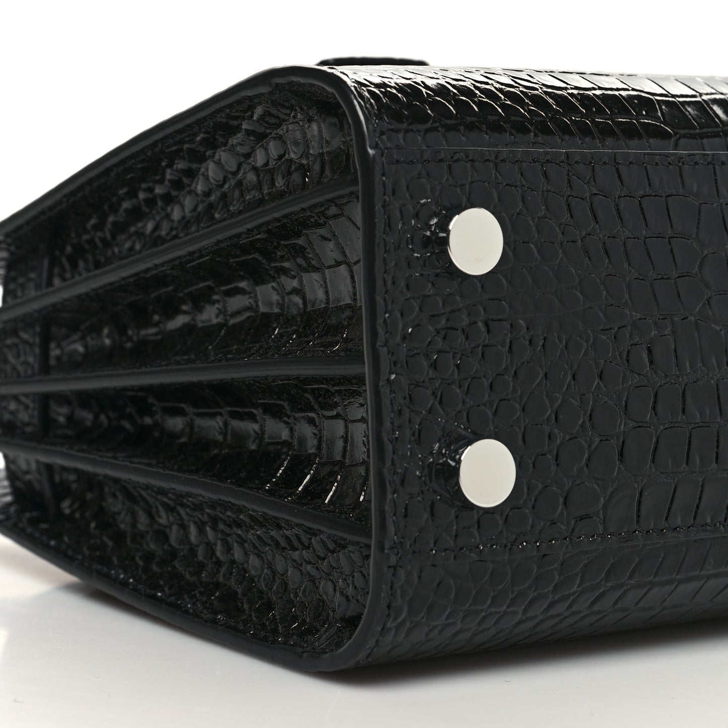 Calfskin Crocodile Embossed Nano Sac De Jour Black