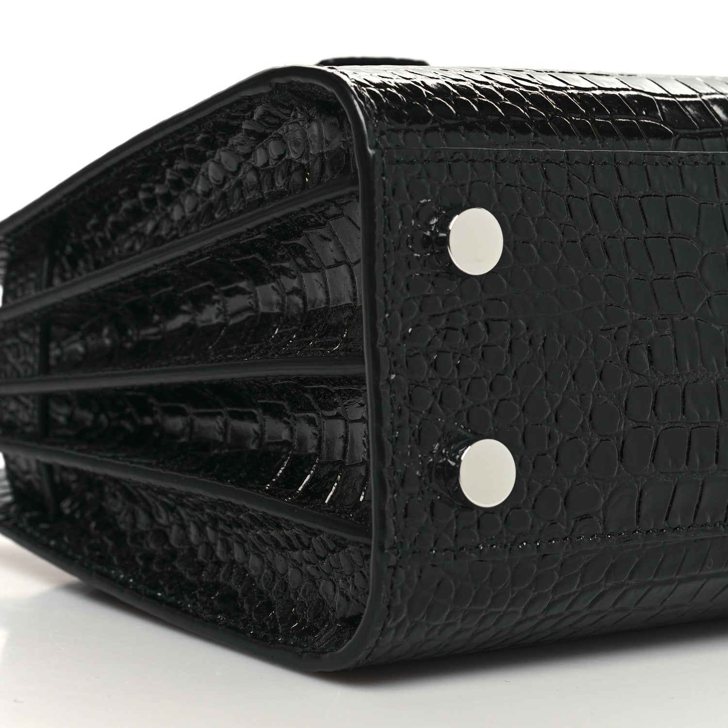 Saint Laurent Calfskin Crocodile Embossed Nano Sac De Jour Black 9 of 10