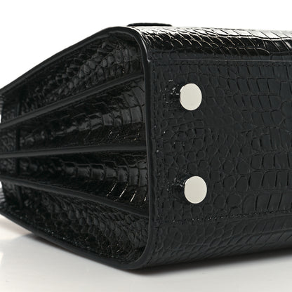 Saint Laurent Calfskin Crocodile Embossed Nano Sac De Jour Black 9 of 10