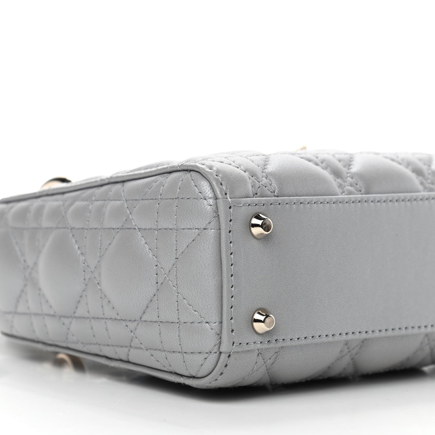 Christian Dior Lambskin Cannage Mini Lady Dior Gray Opaline 9 of 10