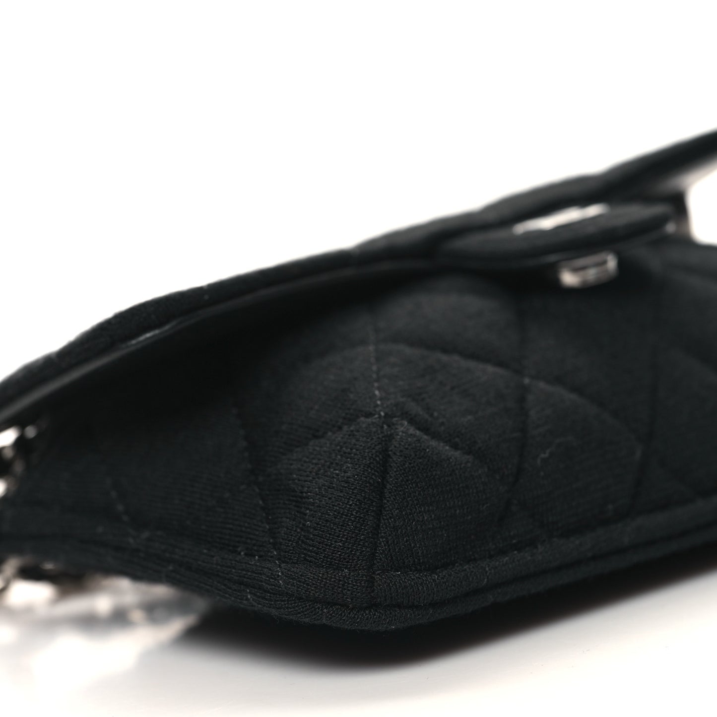 Jersey Fabric Quilted Foldable Tote With Chain Black Multicolor