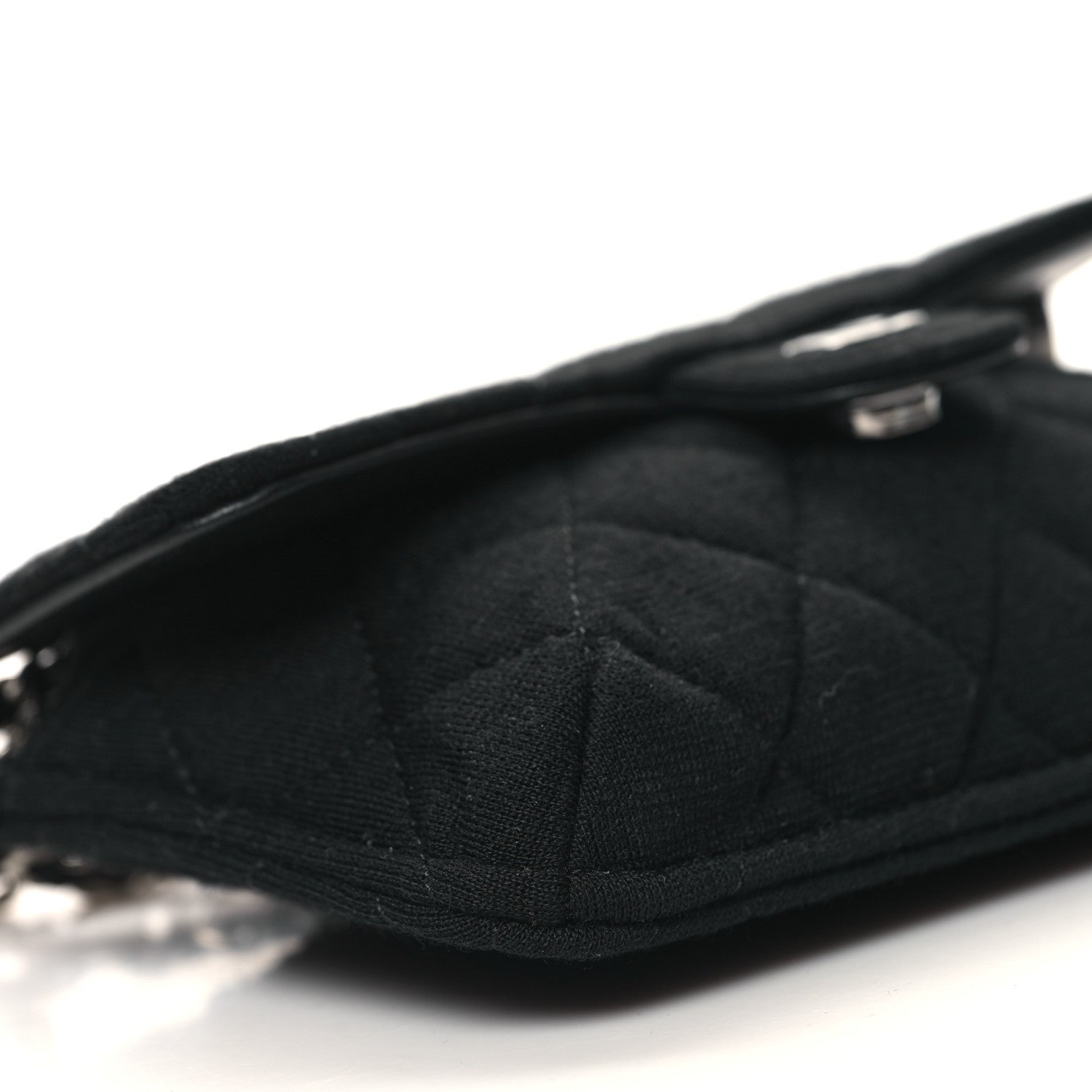 Chanel Jersey Fabric Quilted Foldable Tote With Chain Black Multicolor 12 of 14