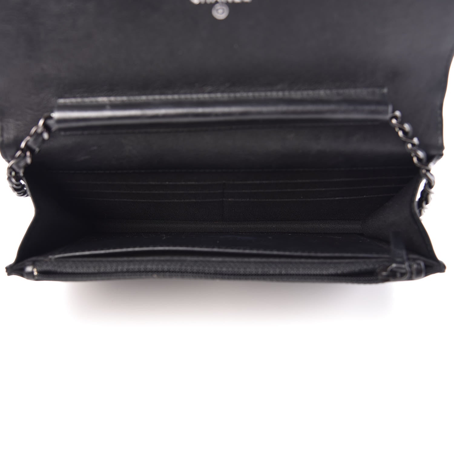 Chanel Crumpled Calfskin Quilted Wallet On Chain WOC So Black 5 of 11