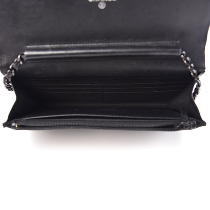 Chanel Crumpled Calfskin Quilted Wallet On Chain WOC So Black 5 of 11