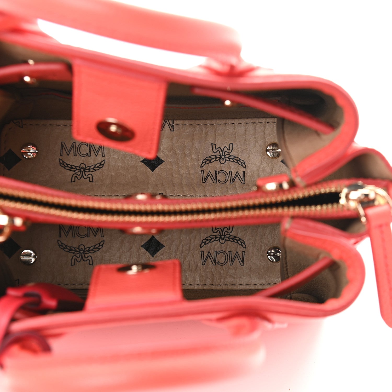 MCM Grained Calfskin Mini Neo Milla Tote Coral 5 of 8