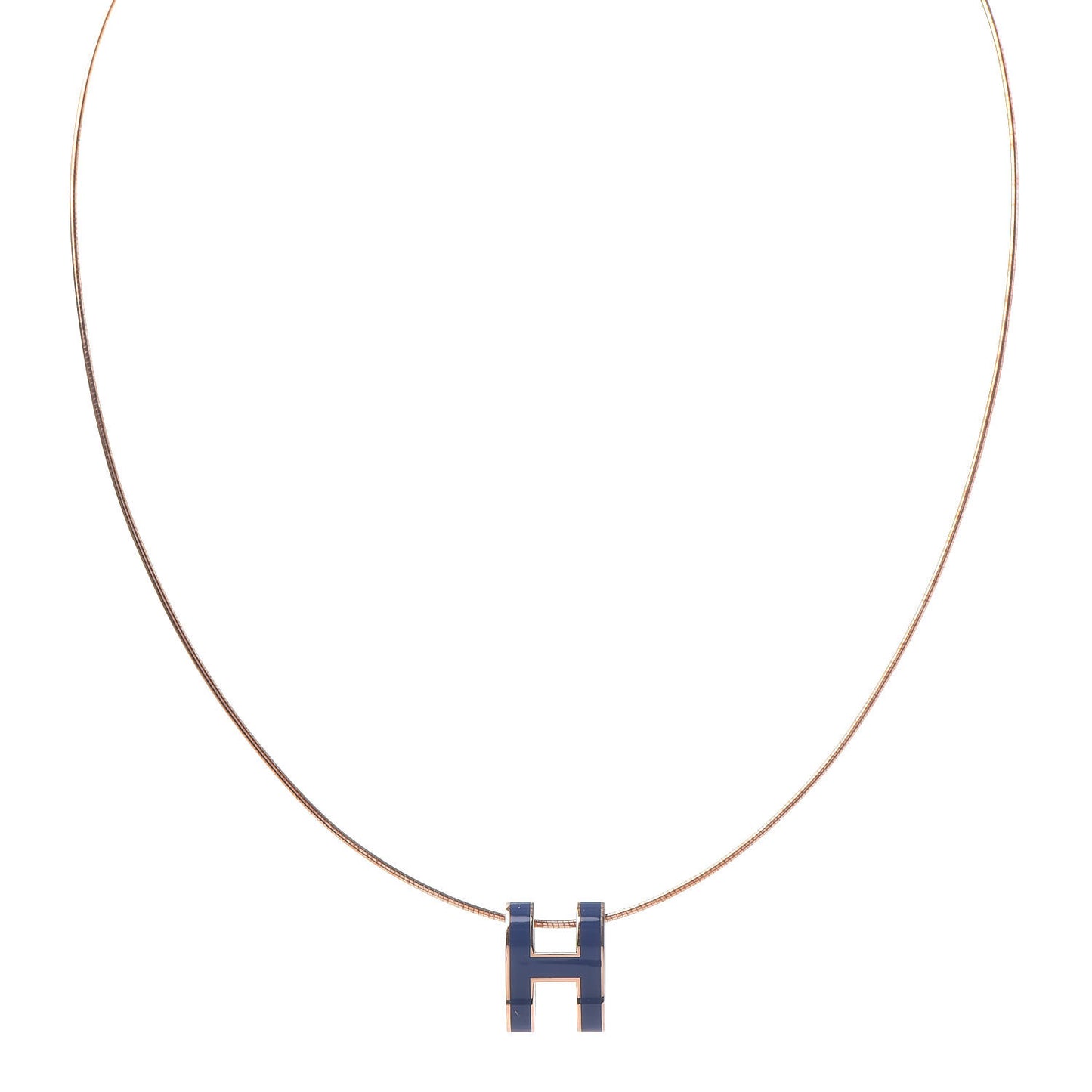 Rose Gold Lacquered Pop H Pendant Necklace Navy Bleu