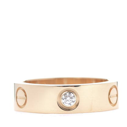 Cartier 18K Yellow Gold 3 Diamond 5.5mm LOVE Ring 54 6.75 3 of 5