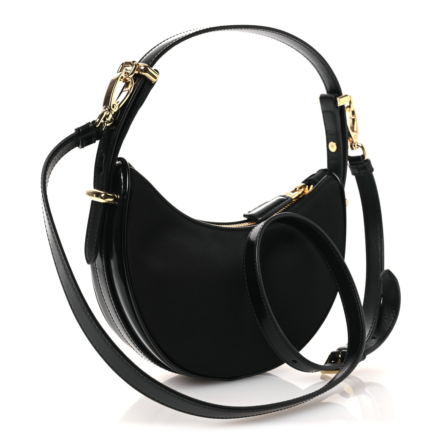 Re-Nylon Spazzolato Mini Arque Shoulder Bag Black