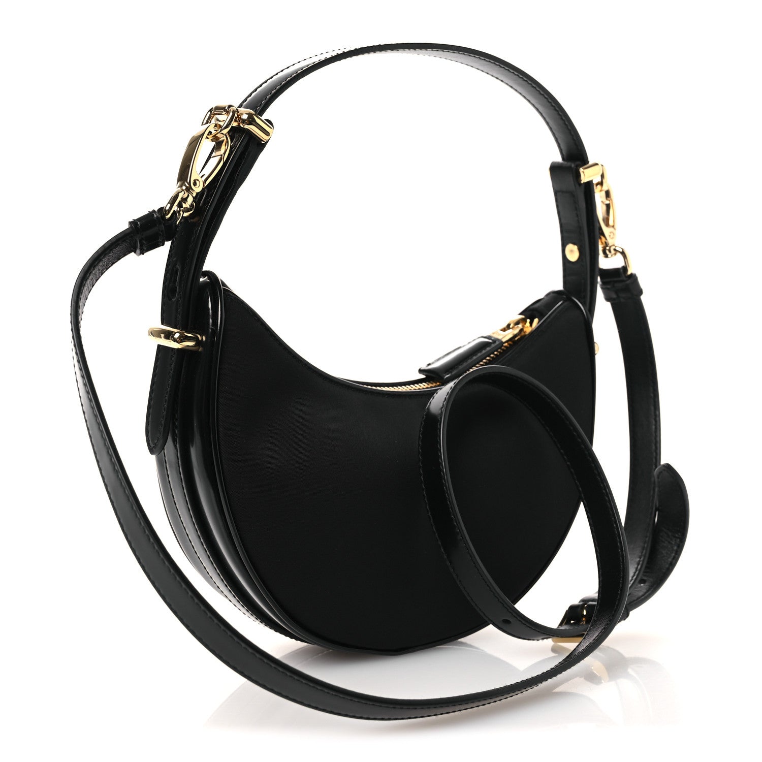 Prada Re-Nylon Spazzolato Mini Arque Shoulder Bag Black 3 of 10