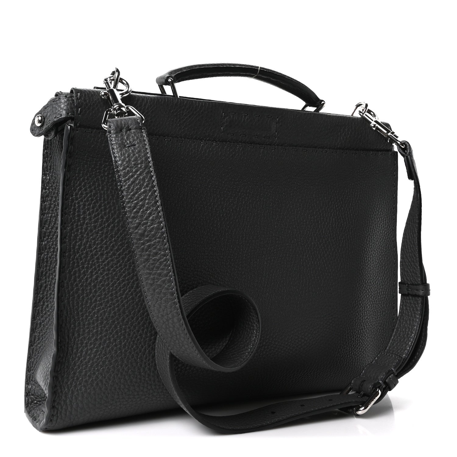 Fendi Cuoio Romano Selleria Bi-Color Large Peekaboo Iconic Fit Satchel Asfalto Lavagna 2 of 8