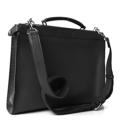Fendi Cuoio Romano Selleria Bi-Color Large Peekaboo Iconic Fit Satchel Asfalto Lavagna 2 of 8
