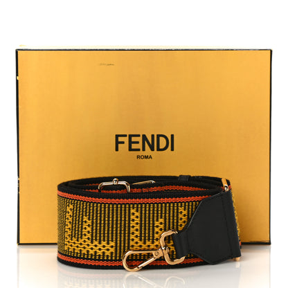 Fendi Cannete Ribbon Poly Vitello Century Logo Adjustable Strap You Giallo Black 7 of 7