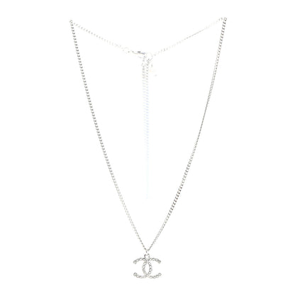 Chanel Crystal Pearl CC Pendant Necklace Silver 3 of 5