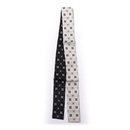 Chanel Silk CC Polka Dot Slim Bandeau Scarf Black Ecru 3 of 3