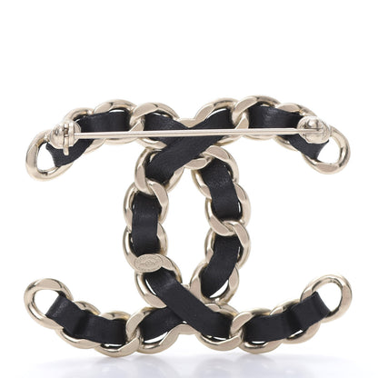 Chanel Lambskin Chain CC Brooch Black Gold 3 of 5